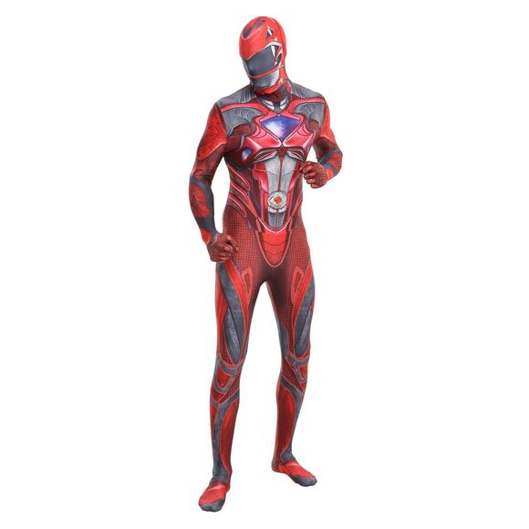 MIGHTY MORPHIN POWER RANGERS Red Ranger Bodysuit Halloween Morphsuit Costume - Picture 1 of 6
